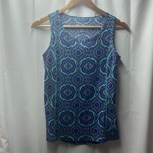 Coolibar Teal Blue Paisley UPF 50 Tank Top- XS